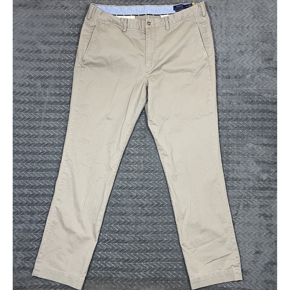 Polo Ralph Lauren Pants Men 38x34/Fits 38x33 Stretch Straight Chino Beige Preppy